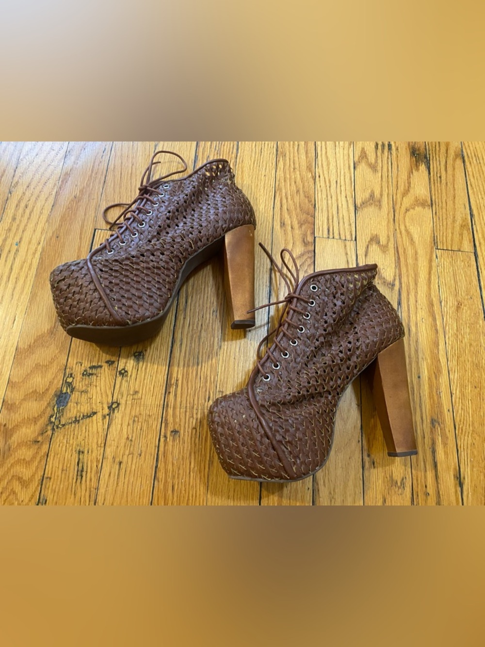 Jeffrey Campbell: Woven, Lita heels | Havana Last